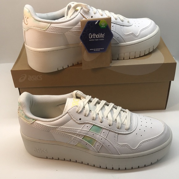 Asics Womenś Japan S PF Retro Platform Sneaker Size 9 White/Oasis Green Color - Picture 6 of 12